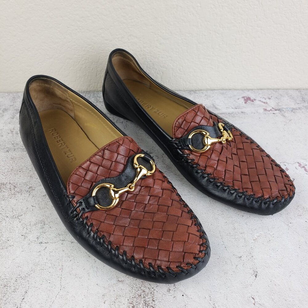 Robert Zur Peralta Moccasin Leather Black/Luggage Driving Loafer Shoes size 11M - Picture 4 of 13